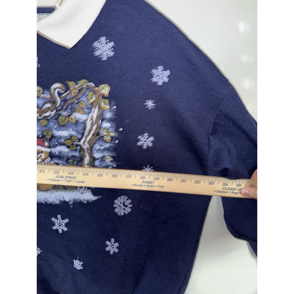 Vintage Basic Edition Holiday Womens Ugly Sweaters Christmas 90s Blue Size L - Picture 6 of 7